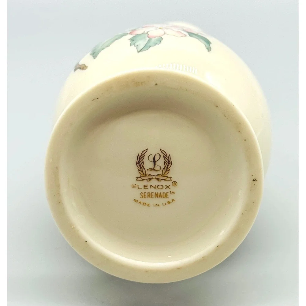 Lenox Serenade Bud Vase Cream Red Bird Floral‎ Gold Trim 8.5 inch Made USA